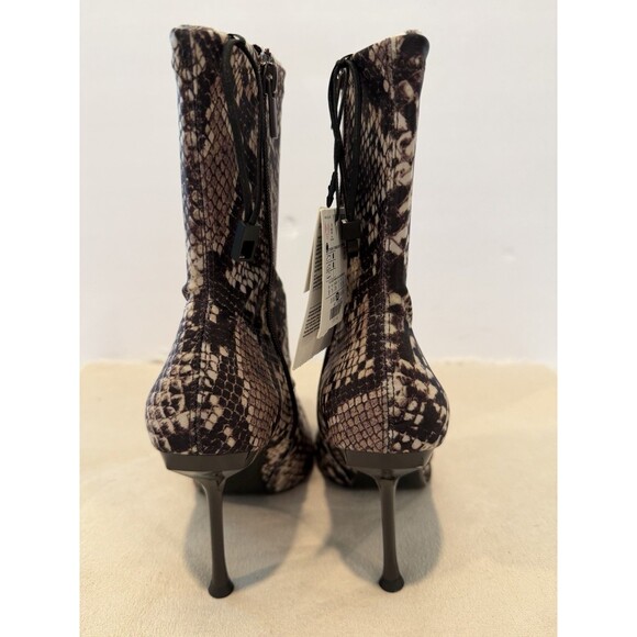 ZARA Women Boots Animal Snake Skin Heeled Pointed Toe Brown US 7.5 EUR 38 - Picture 9 of 13